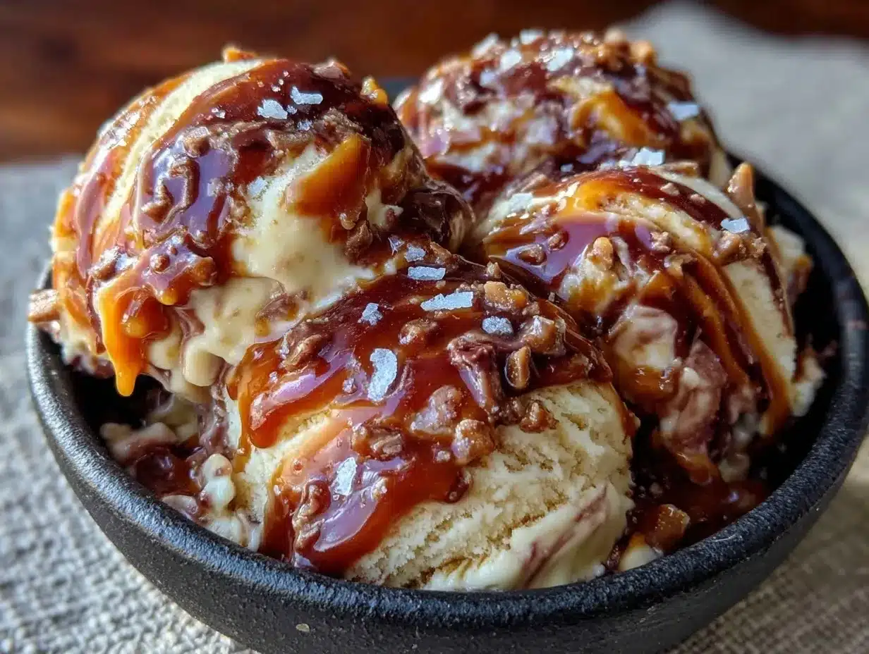 No-Churn Salted Caramel Ice Cream: 1 Batch, 4 Grab-and-Go Days 4 no-churn salted caramel ice cream preparation steps