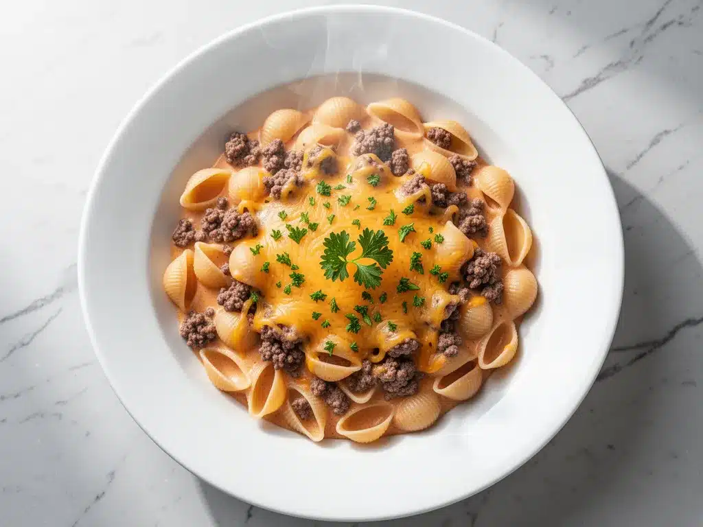 One-Pot Creamy Beef and Shells: Best Easy Weeknight Dinner 4 One-Pot Creamy Beef and Shells preparation steps