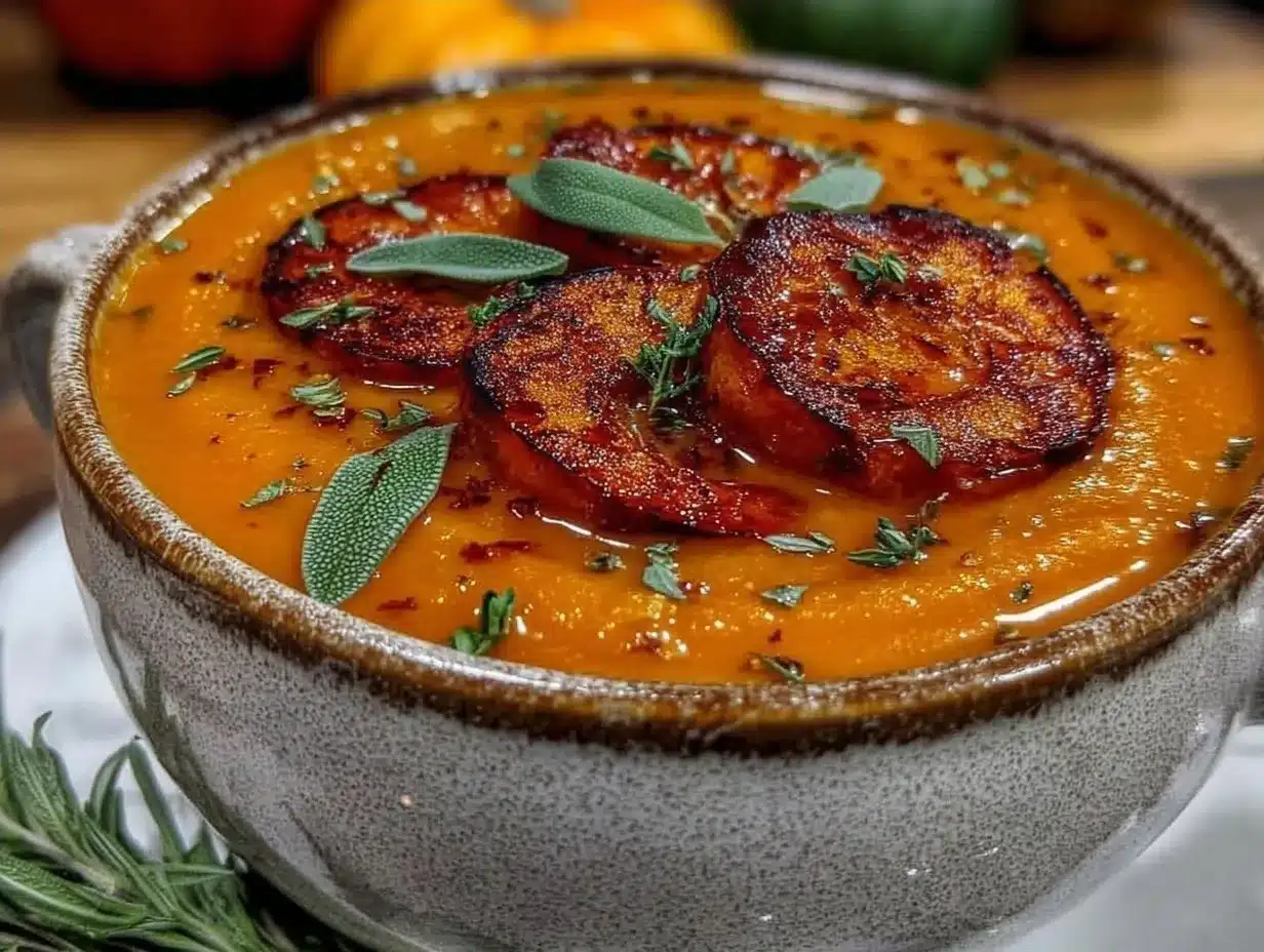 Cozy Fall Roasted Butternut Squash Soup with Crispy Sage 4 roasted butternut squash soup preparation steps