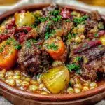 slow cooker beef and barley stew - featured image
