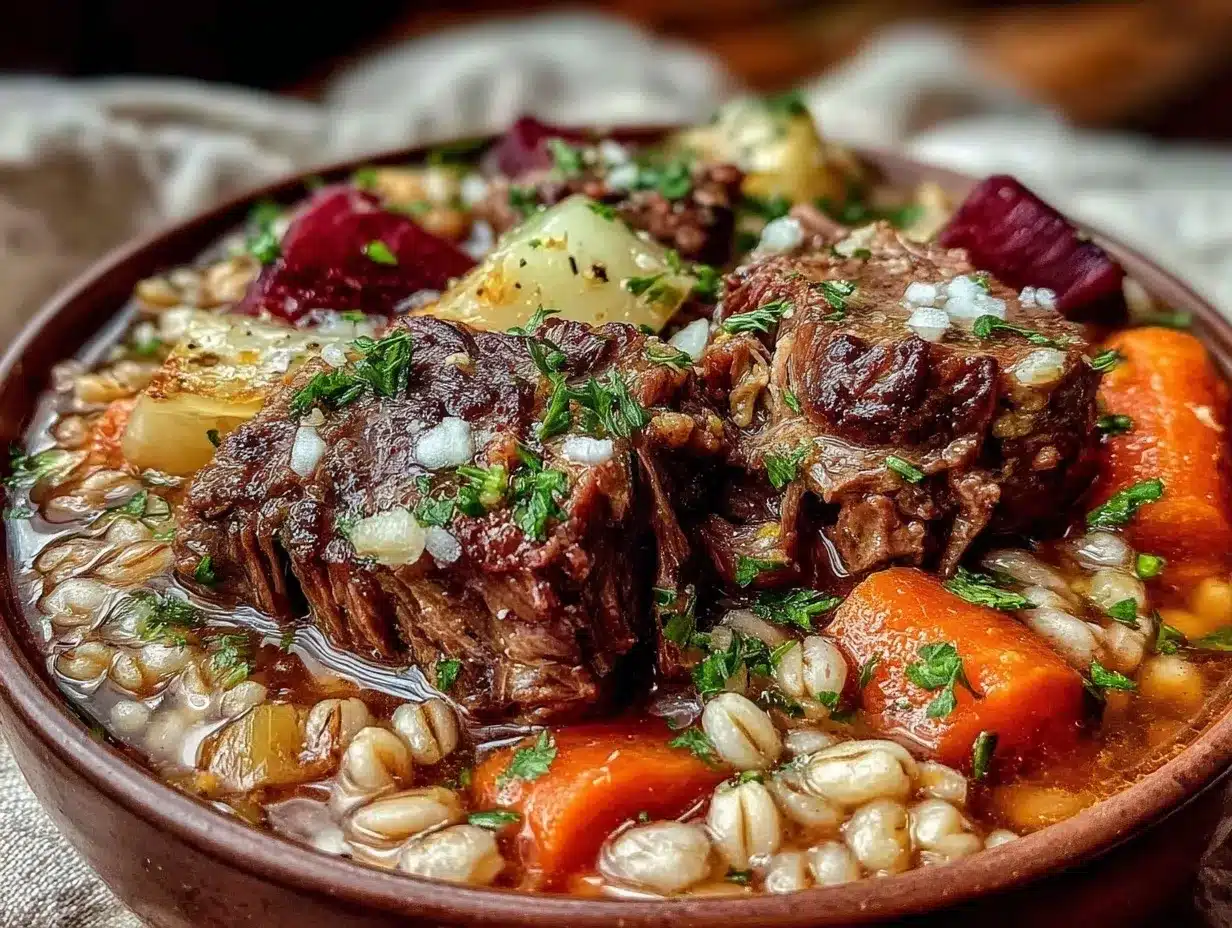 Slow Cooker Beef & Barley Stew: Easy 5pm Dinner 4 slow cooker beef and barley stew preparation steps
