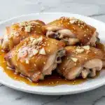 slow cooker honey garlic chicken thighs - featured image