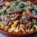 vegan creamy mushroom stroganoff - featured image
