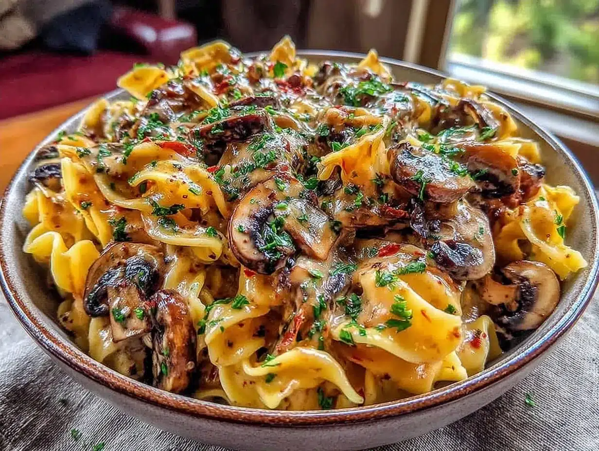 Vegan Creamy Mushroom Stroganoff: 5pm Dinner Win 4 vegan creamy mushroom stroganoff preparation steps