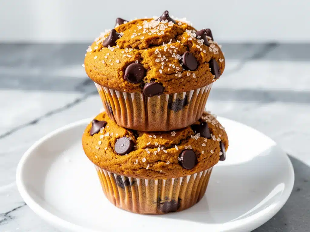 vegan pumpkin chocolate chip muffins - featured image