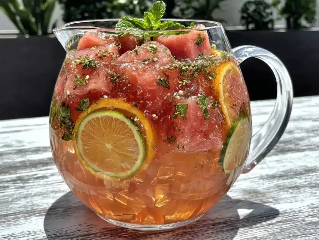 watermelon mint sangria - featured image