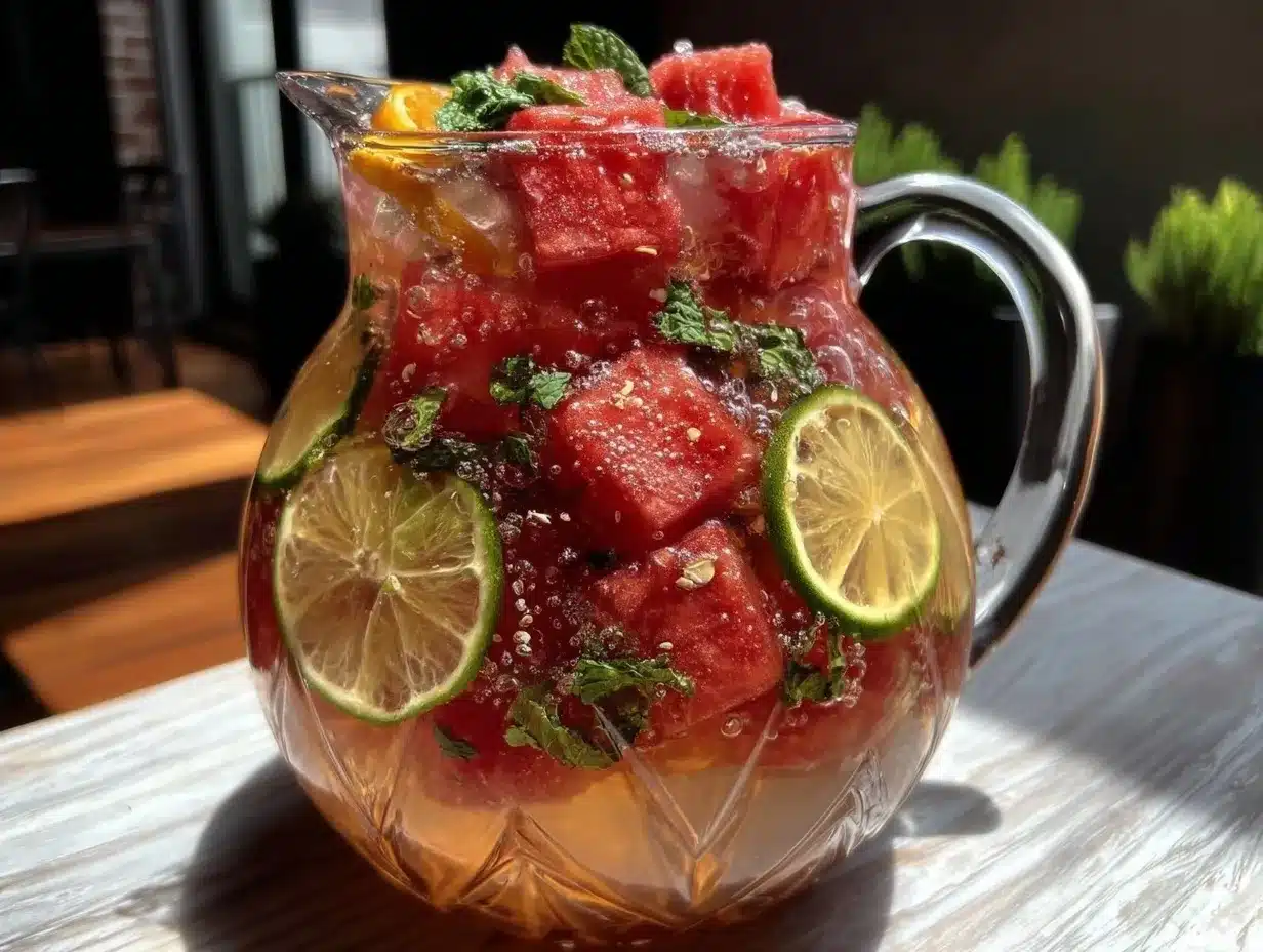 Labor Day Watermelon Mint Sangria: Best Easy Party Drink 4 watermelon mint sangria preparation steps